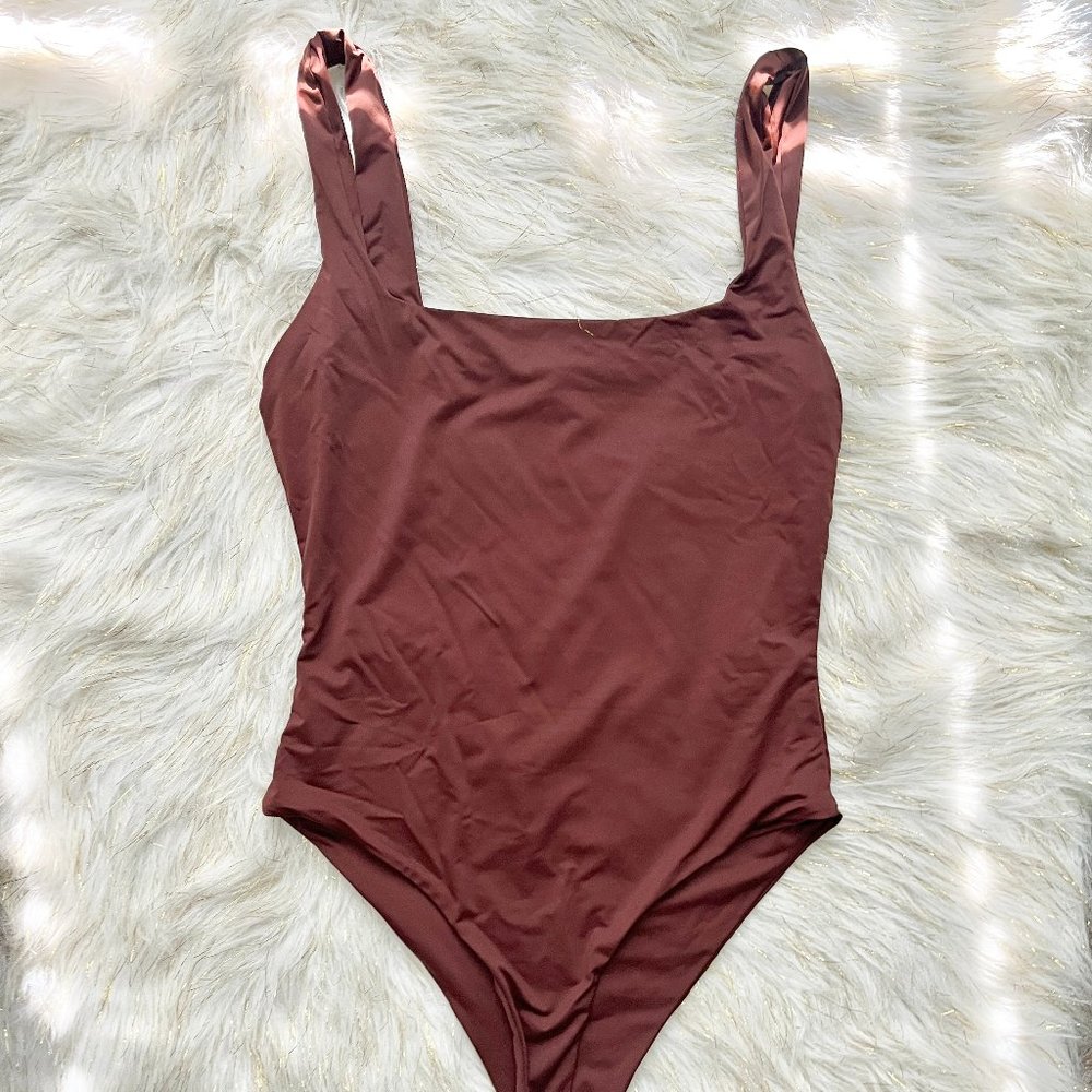 Brown Square Neck Bodysuit